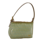 FENDI Zucchino Canvas Hand Bag Enamel Leather Blue Beige goldbs18730