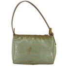 FENDI Zucchino Canvas Hand Bag Enamel Leather Blue Beige goldbs18730