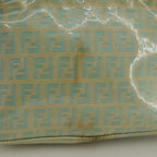 FENDI Zucchino Canvas Hand Bag Enamel Leather Blue Beige goldbs18730