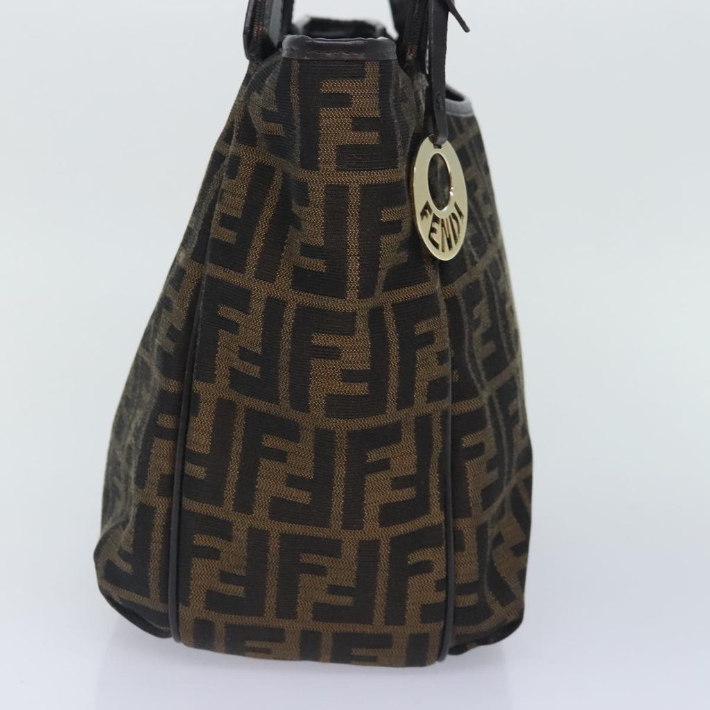 FENDI Zucca Canvas Tote Bag Brown Black goldbs18837