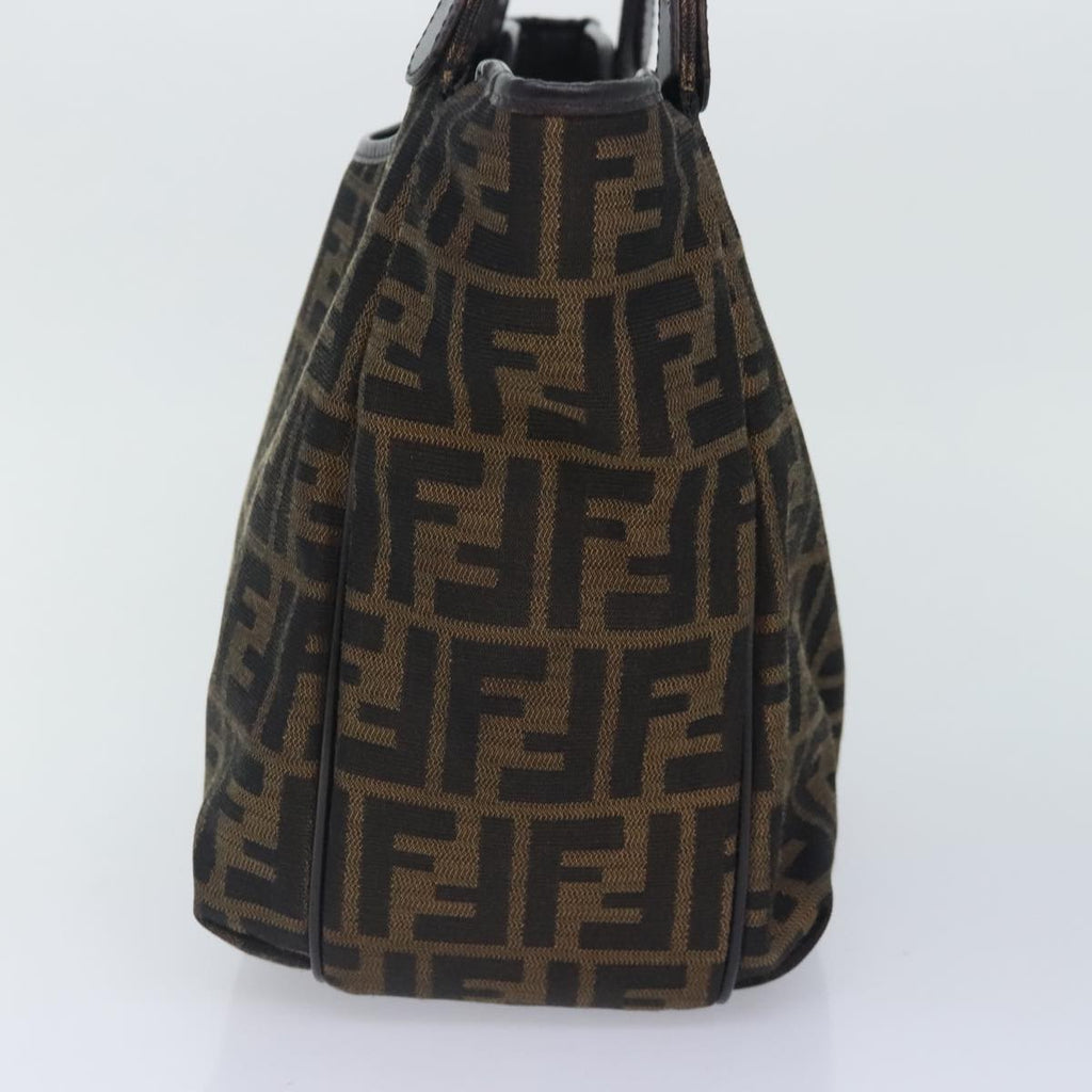 FENDI Zucca Canvas Tote Bag Brown Black goldbs18837