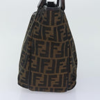 FENDI Zucca Canvas Tote Bag Brown Black goldbs18837