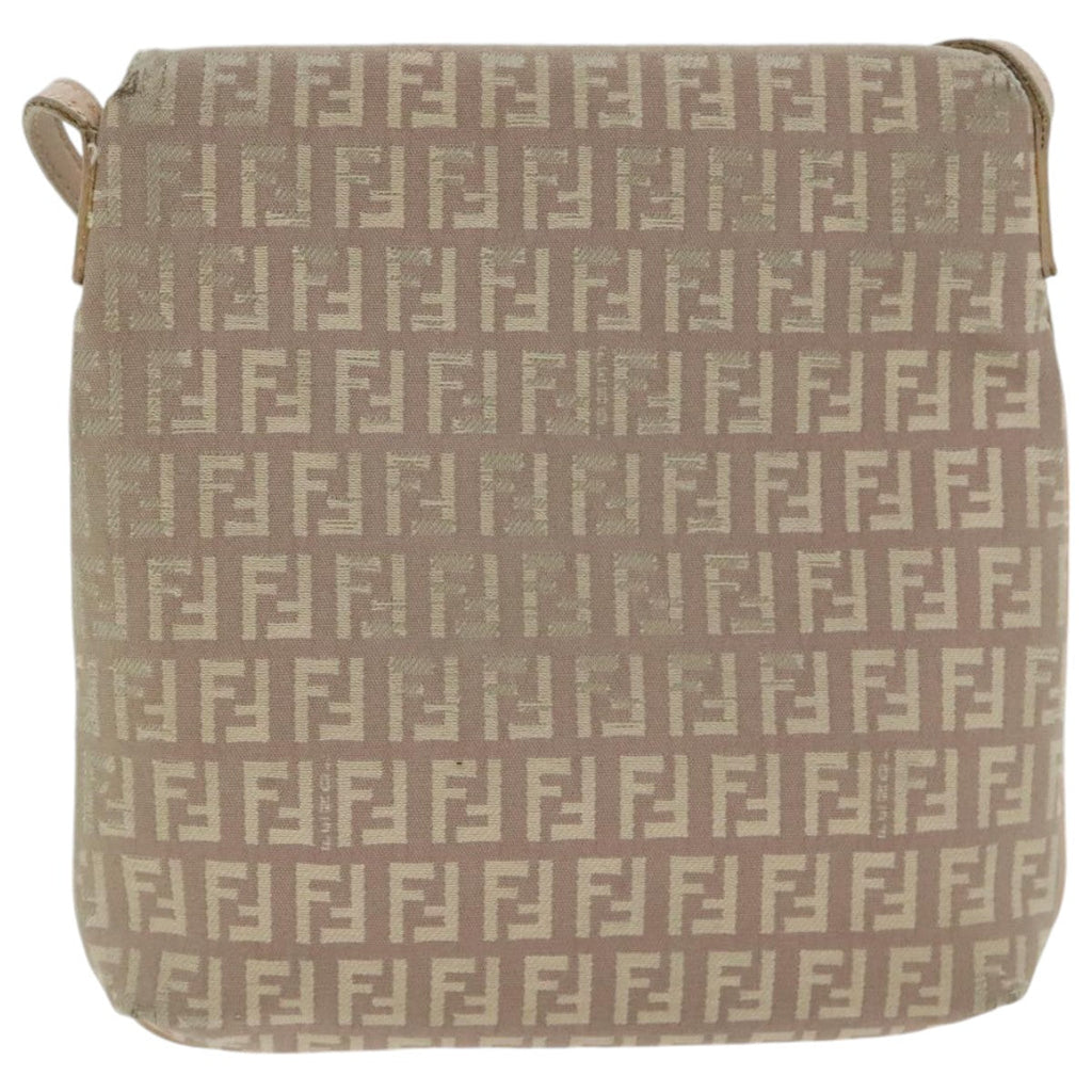 FENDI Zucchino Canvas Shoulder Bag Beige Goldbs18891