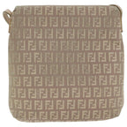 FENDI Zucchino Canvas Shoulder Bag Beige Goldbs18891