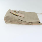 FENDI Zucchino Canvas Shoulder Bag Beige Goldbs18891