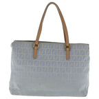 FENDI Zucchino Canvas Hand Bag Light Blue Silverbs19020
