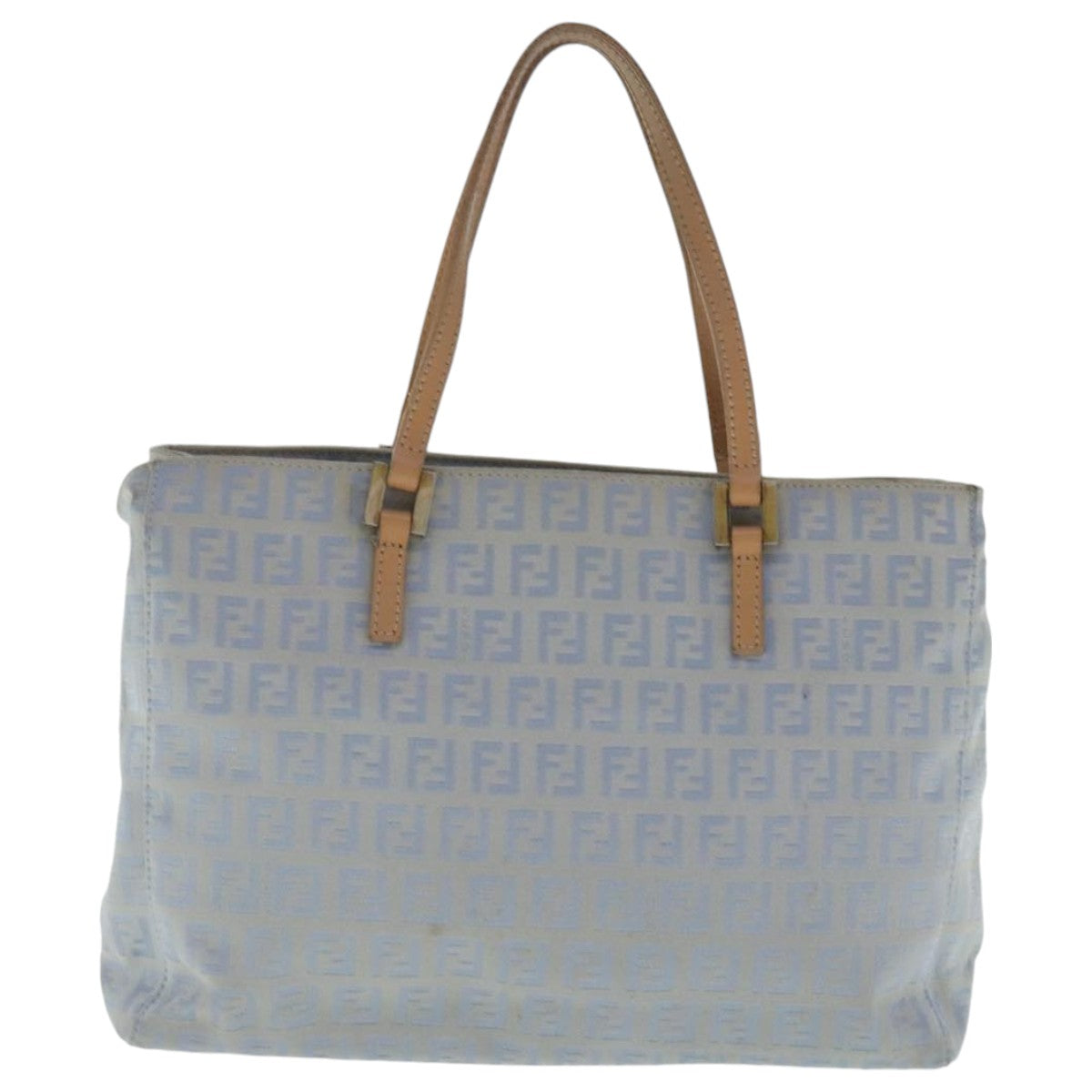 FENDI Zucchino Canvas Hand Bag Light Blue Silverbs19020