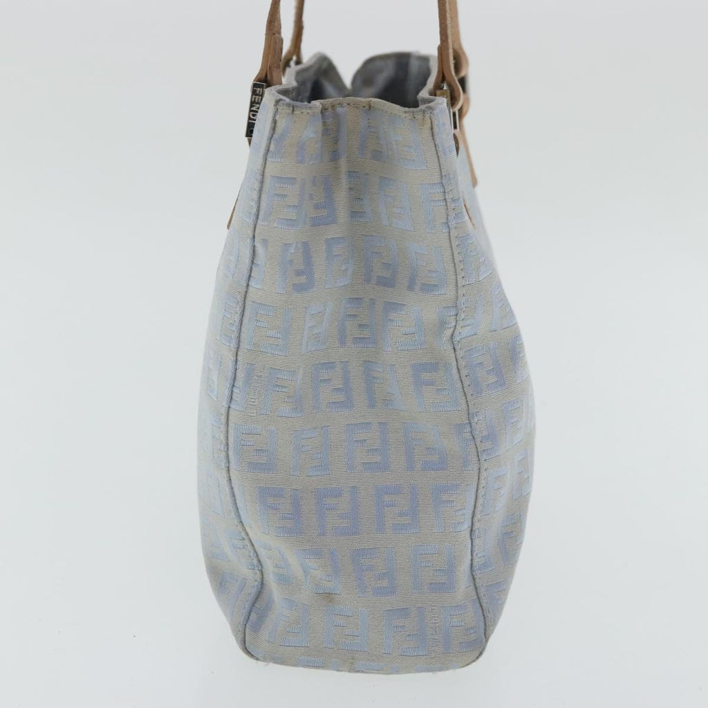 FENDI Zucchino Canvas Hand Bag Light Blue Silverbs19020