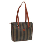 FENDI Pecan Canvas Tote Bag Brown Black Goldbs19326