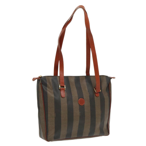 FENDI Pecan Canvas Tote Bag Brown Black Goldbs19326