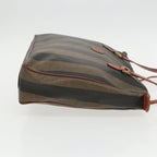 FENDI Pecan Canvas Tote Bag Brown Black Goldbs19326
