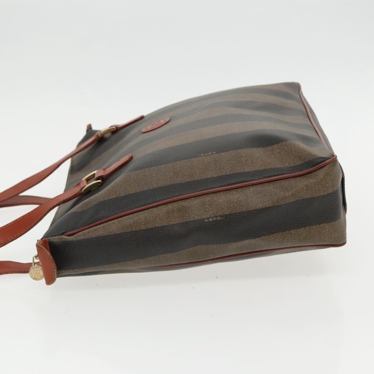 FENDI Pecan Canvas Tote Bag Brown Black Goldbs19326