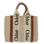 Chloe Woody Small Hand Bag Canvas Beige bs19362