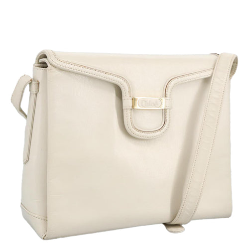 Chloe Shoulder Bag Leather White Gold bs19364