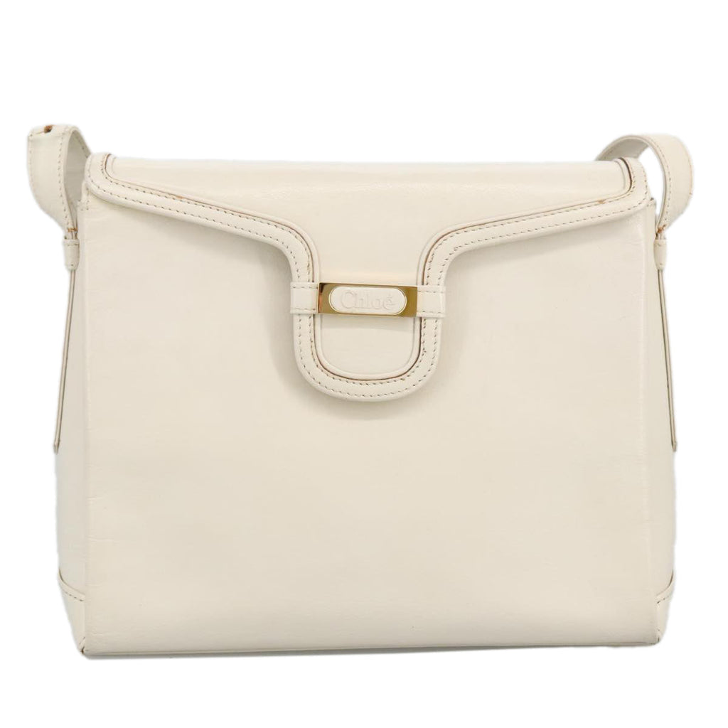 Chloe Shoulder Bag Leather White Gold bs19364