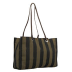 FENDI Pecan Canvas Tote Bag Brown Black Silverbs19422