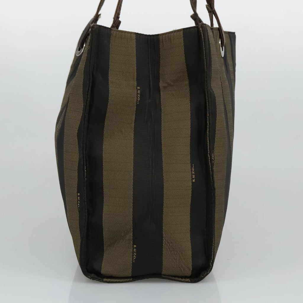 FENDI Pecan Canvas Tote Bag Brown Black Silverbs19422