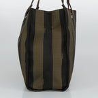 FENDI Pecan Canvas Tote Bag Brown Black Silverbs19422