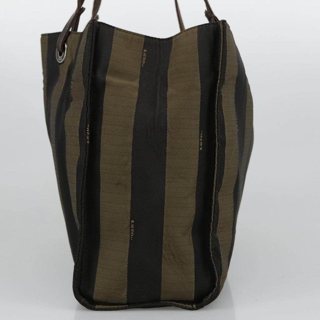 FENDI Pecan Canvas Tote Bag Brown Black Silverbs19422