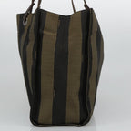 FENDI Pecan Canvas Tote Bag Brown Black Silverbs19422
