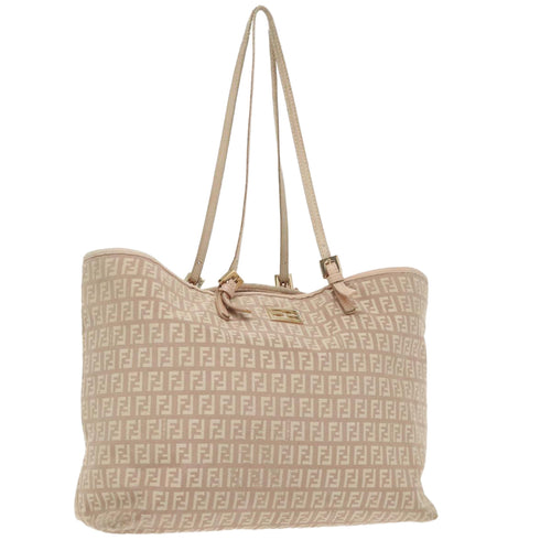 FENDI Zucchino Canvas Tote Bag Nylon Beige Goldbs19443