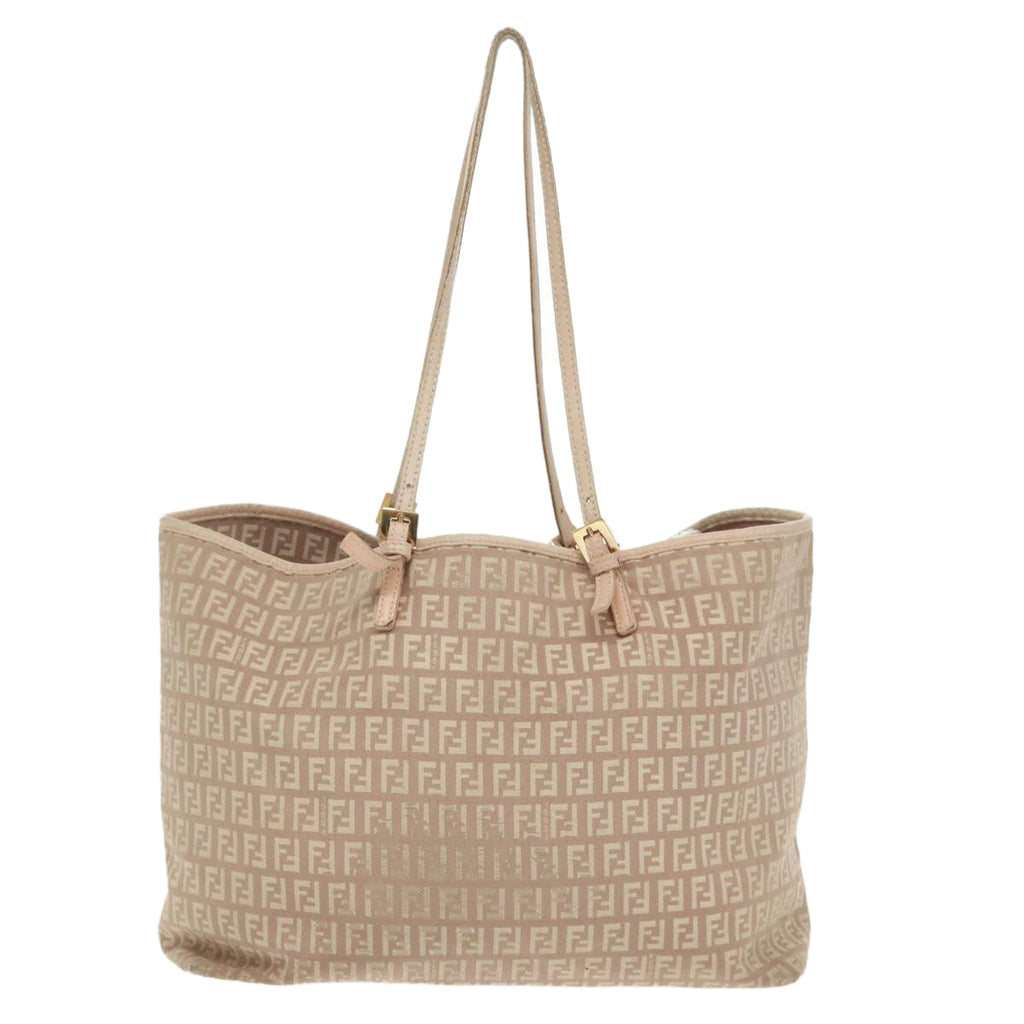 FENDI Zucchino Canvas Tote Bag Nylon Beige Goldbs19443
