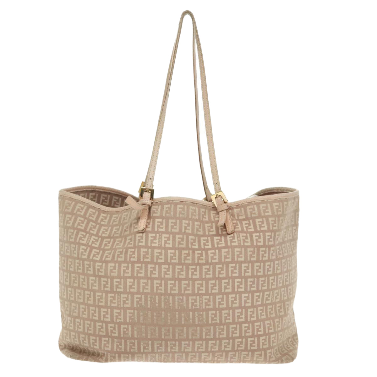 FENDI Zucchino Canvas Tote Bag Nylon Beige Goldbs19443
