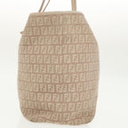 FENDI Zucchino Canvas Tote Bag Nylon Beige Goldbs19443