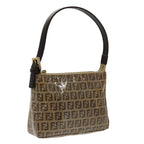 FENDI Zucchino Canvas Hand Bag Gold Brownbs19698