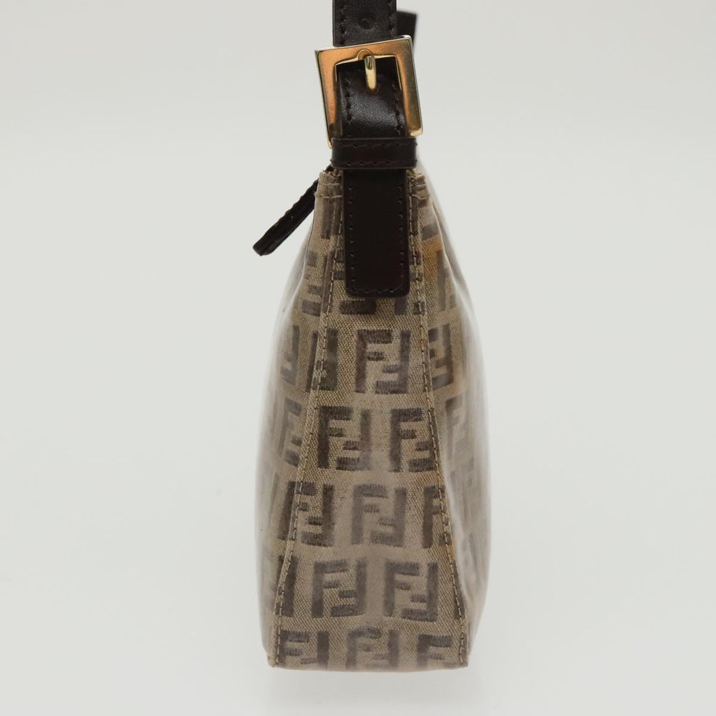 FENDI Zucchino Canvas Hand Bag Gold Brownbs19698