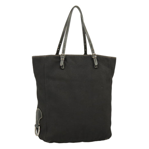 FENDI Tote Bag Canvas Black Silverbs19754