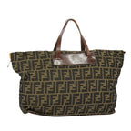 FENDI Zucca Canvas Hand Bag Brown Black Goldbs19756