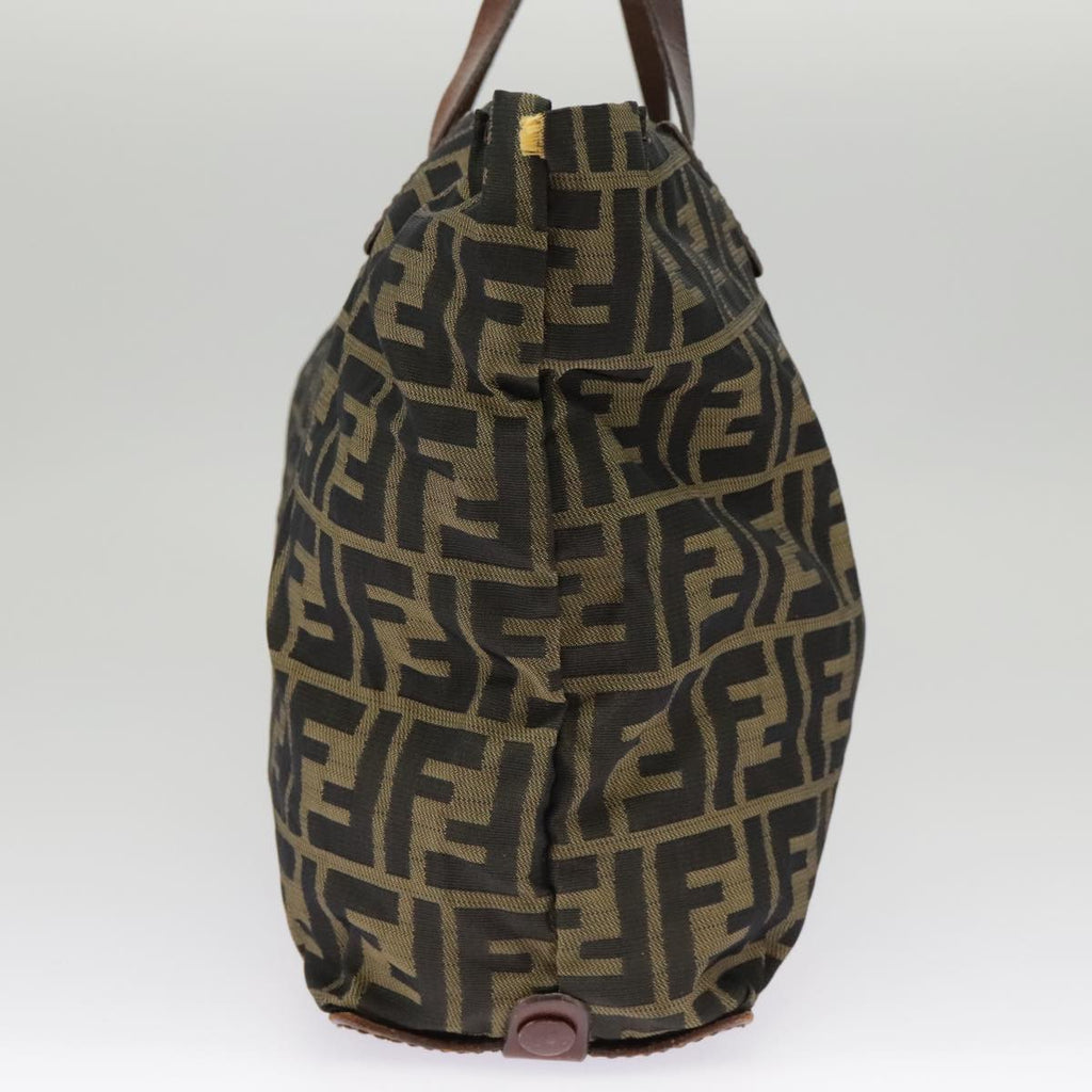 FENDI Zucca Canvas Hand Bag Brown Black Goldbs19756