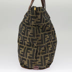 FENDI Zucca Canvas Hand Bag Brown Black Goldbs19756