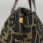 FENDI Zucca Canvas Hand Bag Brown Black Goldbs19756