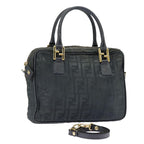 FENDI Zucca Canvas Hand Bag 2way Navy Goldbs19759