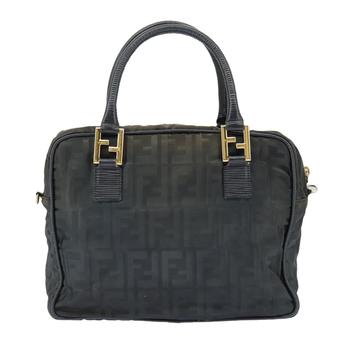 FENDI Zucca Canvas Hand Bag 2way Navy Goldbs19759
