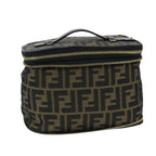 FENDI Zucca Canvas Vanity Pouch Brown Black goldbs19818