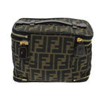 FENDI Zucca Canvas Vanity Pouch Brown Black goldbs19818