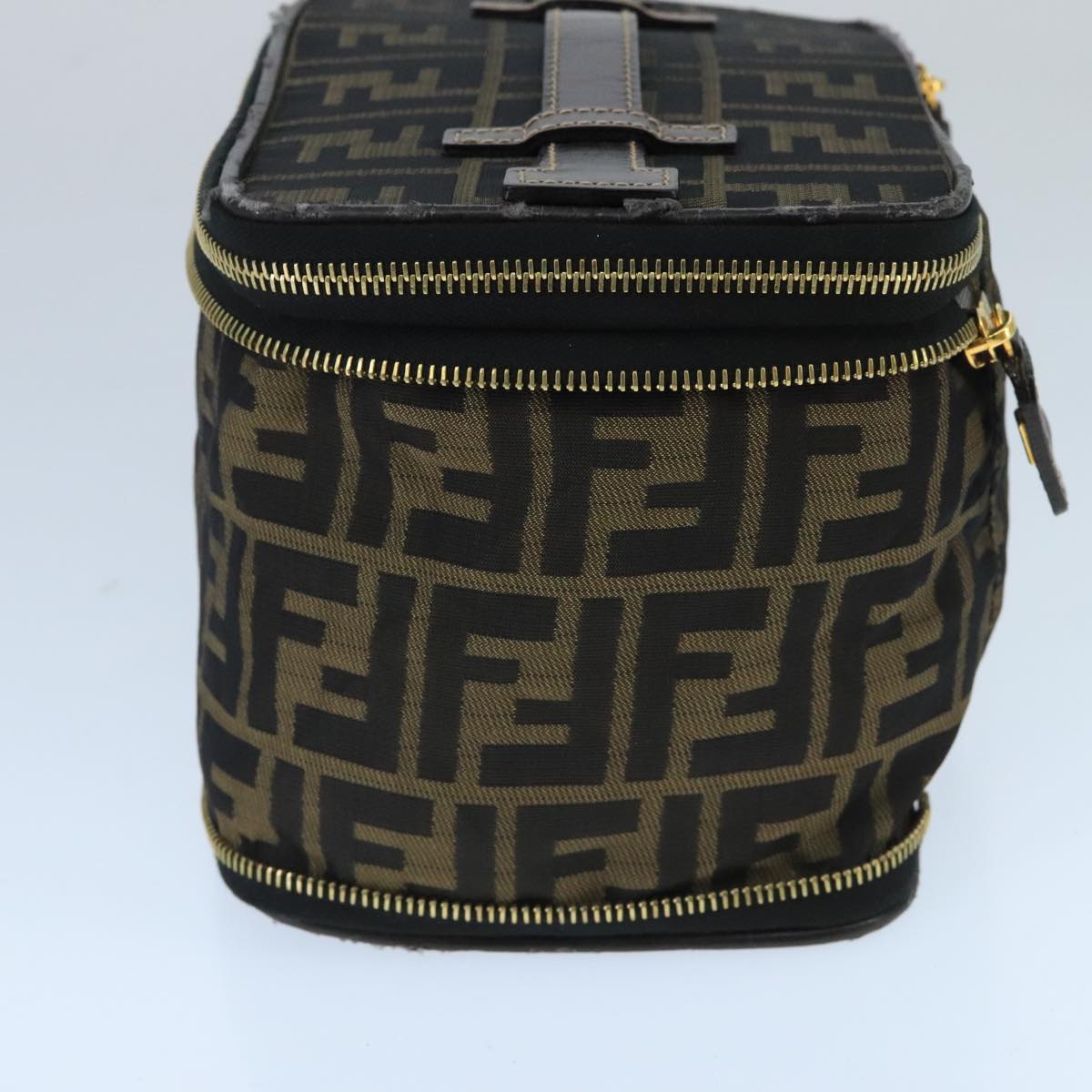 FENDI Zucca Canvas Vanity Pouch Brown Black goldbs19818