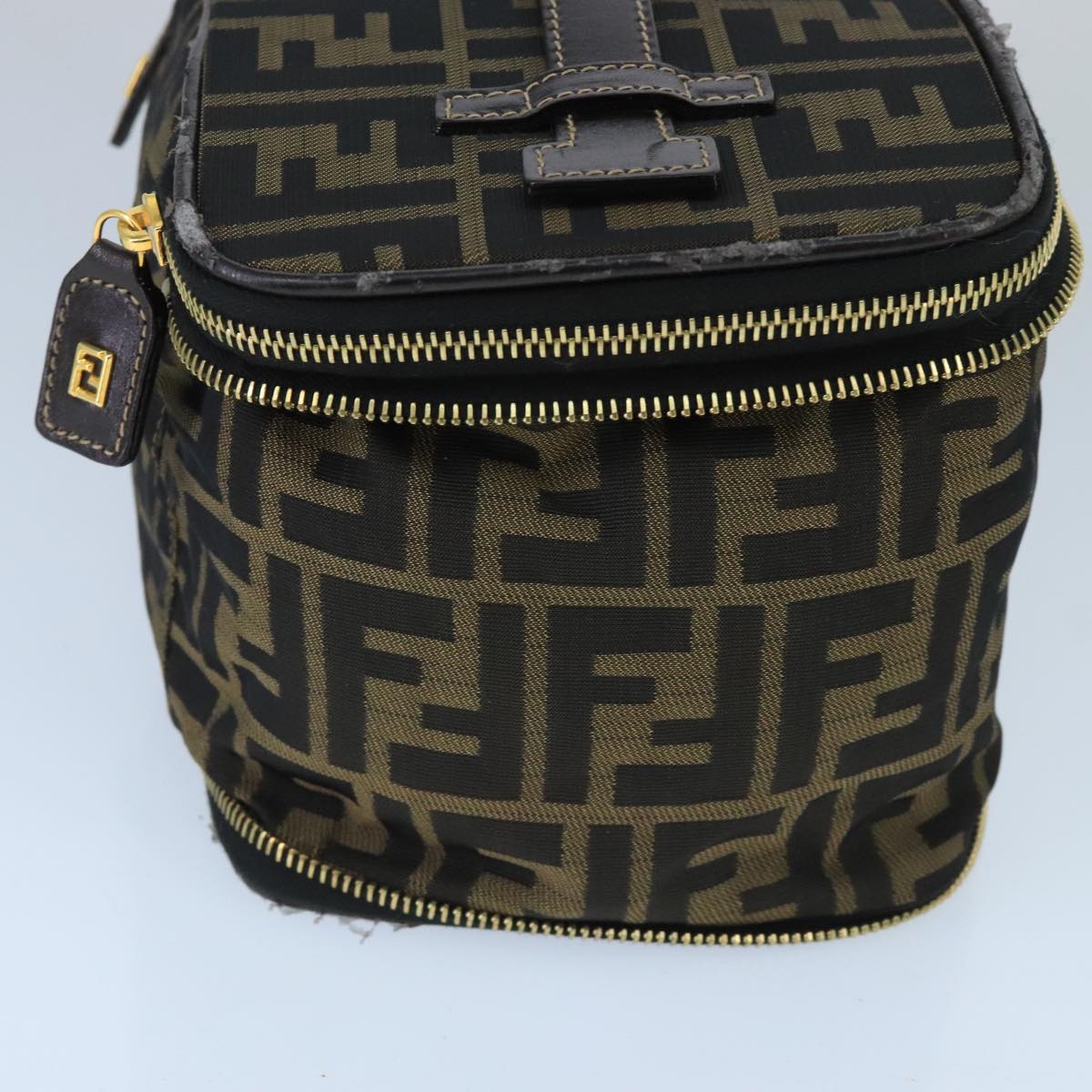 FENDI Zucca Canvas Vanity Pouch Brown Black goldbs19818