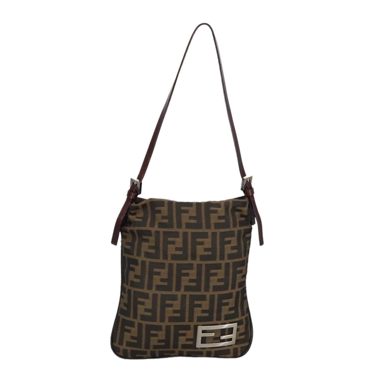 FENDI Zucca Canvas Hand Bag Brown Black Goldbs19819