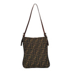 FENDI Zucca Canvas Hand Bag Brown Black Goldbs19819
