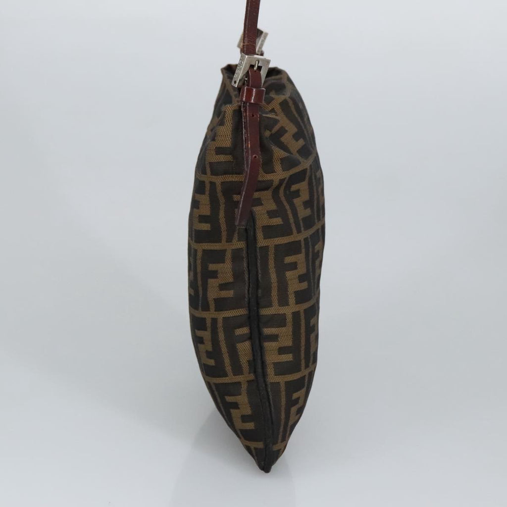 FENDI Zucca Canvas Hand Bag Brown Black Goldbs19819