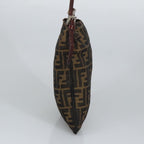 FENDI Zucca Canvas Hand Bag Brown Black Goldbs19819