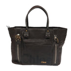 Chloe Tote Bag Leather Dark Brown Gold Silver bs19915