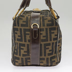 FENDI Zucca Canvas Hand Bag Brown Black Goldbs19936