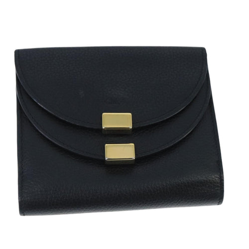 Chloe Wallet Leather Black Gold bs20082