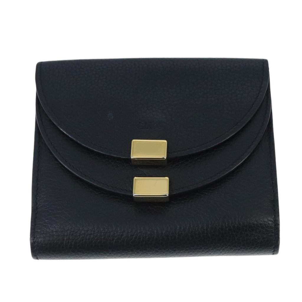 Chloe Wallet Leather Black Gold bs20082