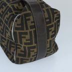 FENDI Zucca Canvas Hand Bag Brown Black goldbs20148